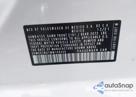 2021 Volkswagen Jetta 1.4T R-Line/1.4T S/1.4T Se из США, поврежденный, VIN 3VWC57BU1MM104326